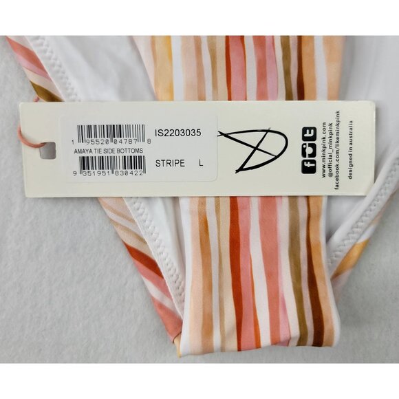 Minkpink Amaya Tie Side Bikini Bottoms Stripe Large Swimwear - Picture 4 of 6